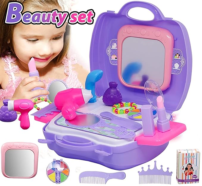 Beauty Set for Girls – Pretend Makeup & Hair Styling Toy Kit