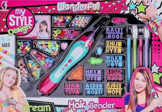 2-in-1 Hair Beader Kit – DIY Hair Braiding & Beading Toy for Girls - www.habarya.com