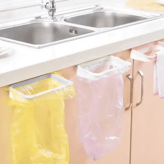 Towel and Trash Bag Holder – Easy Over-the-Door Kitchen Organizer