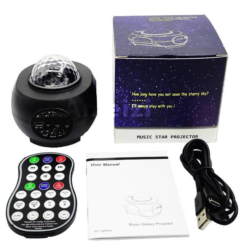 Starry Sky Projector Night Light – Bluetooth Music & Remote Control (USB Powered)