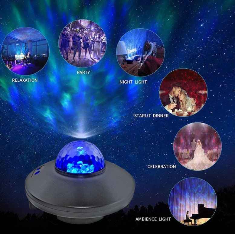 Bluetooth Starry Sky Projector – LED + Laser Ceiling Light with Music & Adjustable Brightness