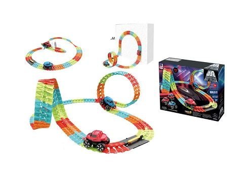 BO Kids Race Track Toy Set – Flexible Track with Light-Up Cars