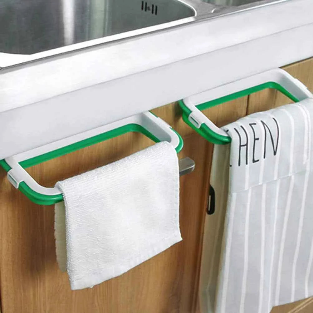 Towel and Trash Bag Holder – Easy Over-the-Door Kitchen Organizer